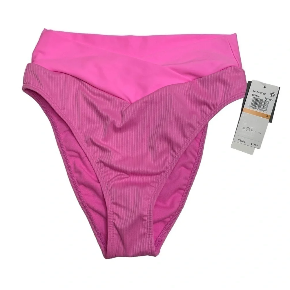 Salt + Cove Not What It Seams Swim Set Bikini Top and Bottoms Peony Pink S New